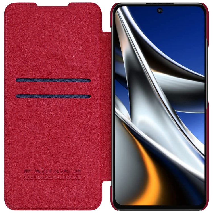 For Xiaomi Poco X4 Pro 5G NILLKIN QIN Series Pro Sliding Camera Cover Leather Phone Case(Red) - Xiaomi Cases by NILLKIN | Online Shopping UK | buy2fix