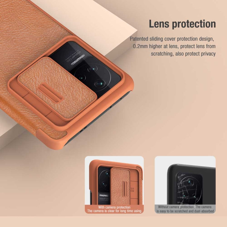 For Xiaomi Redmi K50 / K50 Pro NILLKIN QIN Series Pro Sliding Camera Cover Leather Phone Case(Black) - Xiaomi Cases by NILLKIN | Online Shopping UK | buy2fix