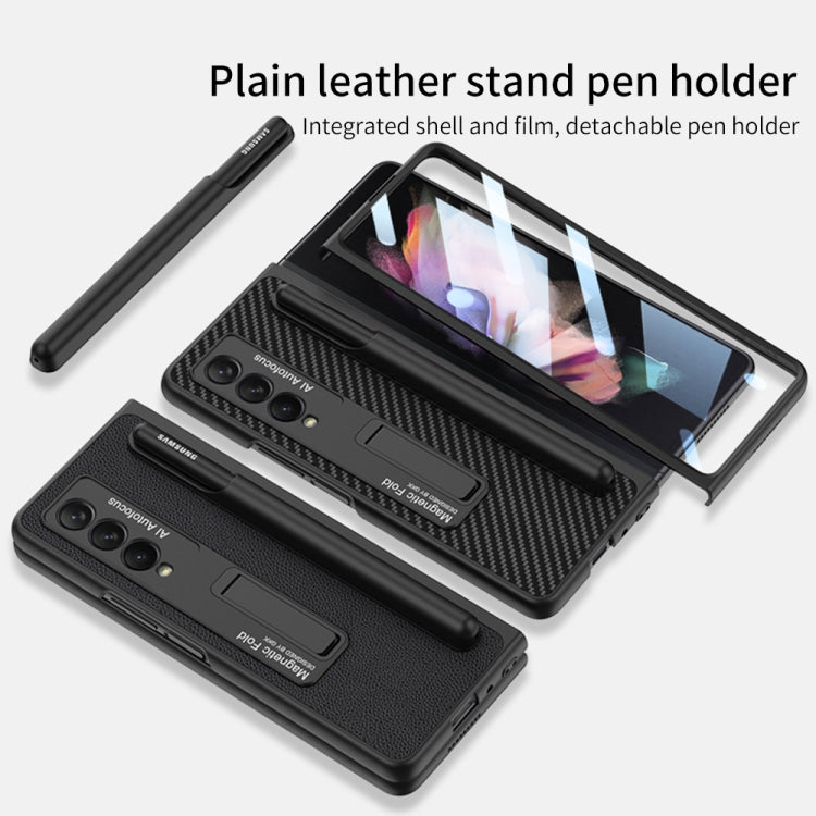 For Samsung Galaxy Z Fold3 5G GKK Ultra-thin Shockproof Leather Protective Case with Holder & Pen Slots(Black) - Galaxy Phone Cases by GKK | Online Shopping UK | buy2fix