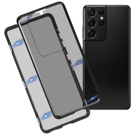 For Samsung Galaxy S21 Ultra 5G Anti-peeping Magnetic Double-sided Tempered Glass Phone Case(Black)