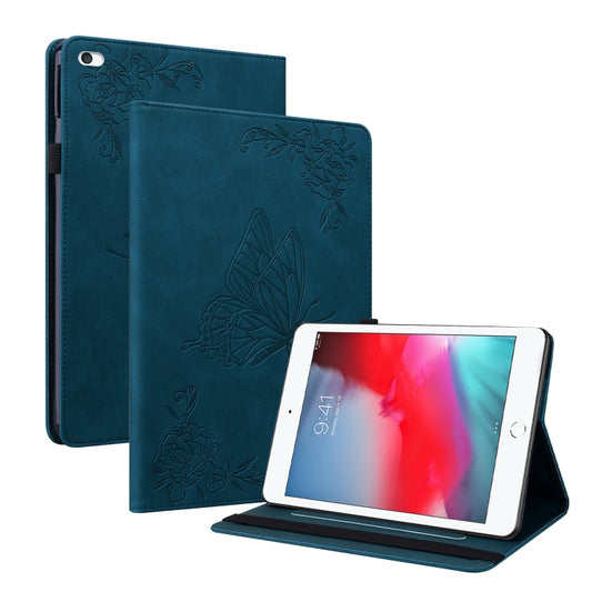 Butterfly Flower Embossed Leather Tablet Case For iPad mini 2019 / 4 / 3 / 2 / 1(Blue) by buy2fix