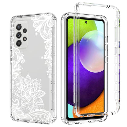 For Samsung Galaxy A52 PC+TPU Transparent Painted Phone Case(White Flower) by buy2fix