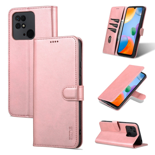 For Xiaomi Redmi 10C / Redmi 10 India AZNS Skin Feel Calf Texture Flip Leather Phone Case(Rose Gold)