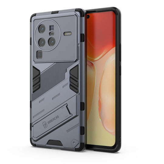Pour Vivo X80 Pro Punk Armor PC + TPU Phone Case avec support (gris)