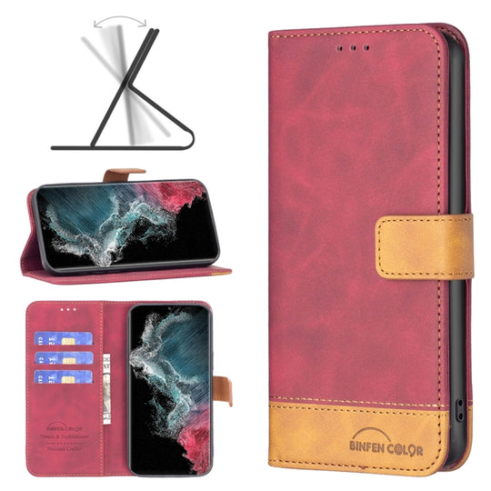 For Samsung Galaxy S22 Ultra 5G BF11 Color Matching Skin Feel Leather Phone Case(Red)