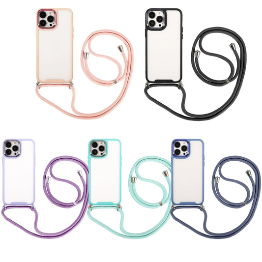 For iPhone 12 Electroplating Hawkeye Phone Case with Lanyard(Black) by buy2fix