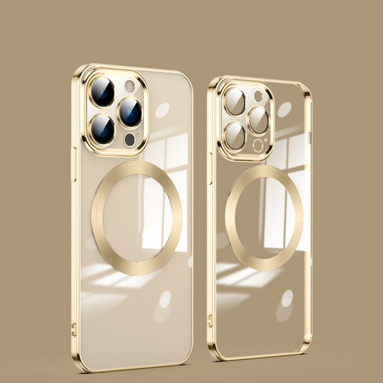 For iPhone 13 Pro MagSafe Magnetic Electroplated Phone Case (Gold)