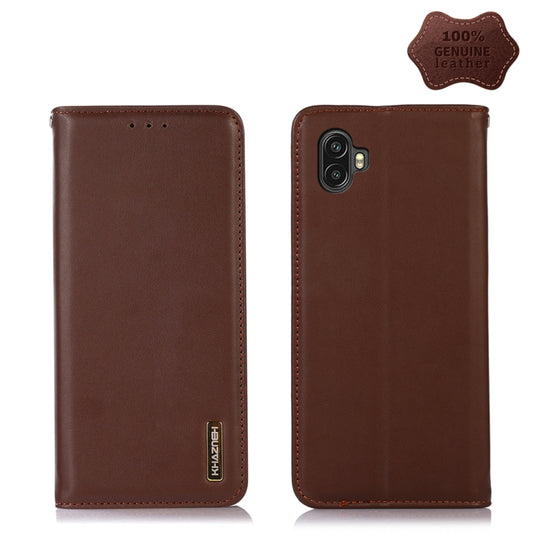 For Samsung Galaxy Xcover6 Pro KHAZNEH Nappa Top Layer Cowhide Leather Phone Case(Brown)