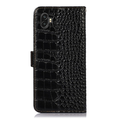 For Samsung Galaxy Xcover6 Pro Crocodile Top Layer Cowhide Leather Phone Case(Black) - Galaxy Phone Cases by buy2fix | Online Shopping UK | buy2fix