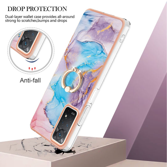 For Xiaomi Redmi Note 11 Pro 5G / 4G Global Electroplating IMD TPU Phone Case with Ring(Blue Marble) by buy2fix