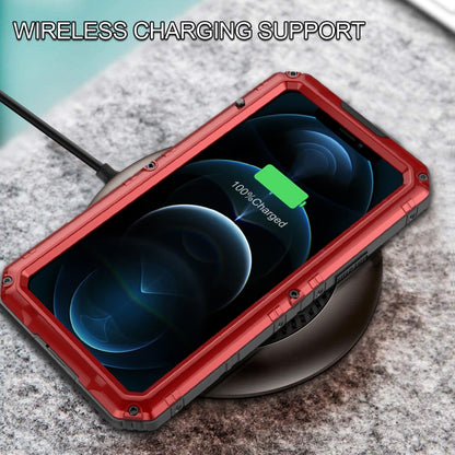 For iPhone 12 Pro Max Metal + Silicone Phone Case with Screen Protector(Red) by buy2fix