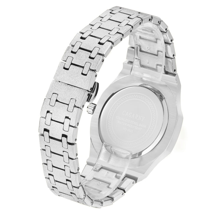 CAGARNY 6885 Simple Stone Surface Quartz Steel Band Watch For Men(Silver Shell White Surface) - Metal Strap Watches by CAGARNY | Online Shopping UK | buy2fix