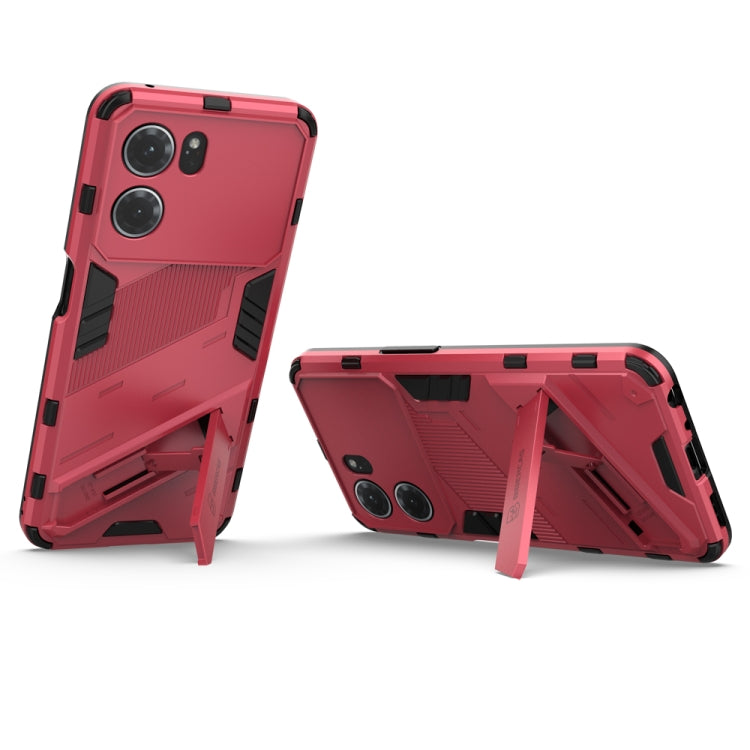 For OPPO K10 5G China Punk Armor 2 in 1 PC + TPU Shockproof Phone Case with Invisible Holder(Light Red) - OPPO Cases by buy2fix | Online Shopping UK | buy2fix