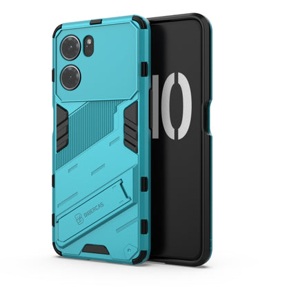 For OPPO K10 5G China Punk Armor 2 in 1 PC + TPU Shockproof Phone Case with Invisible Holder(Blue) - OPPO Cases by buy2fix | Online Shopping UK | buy2fix