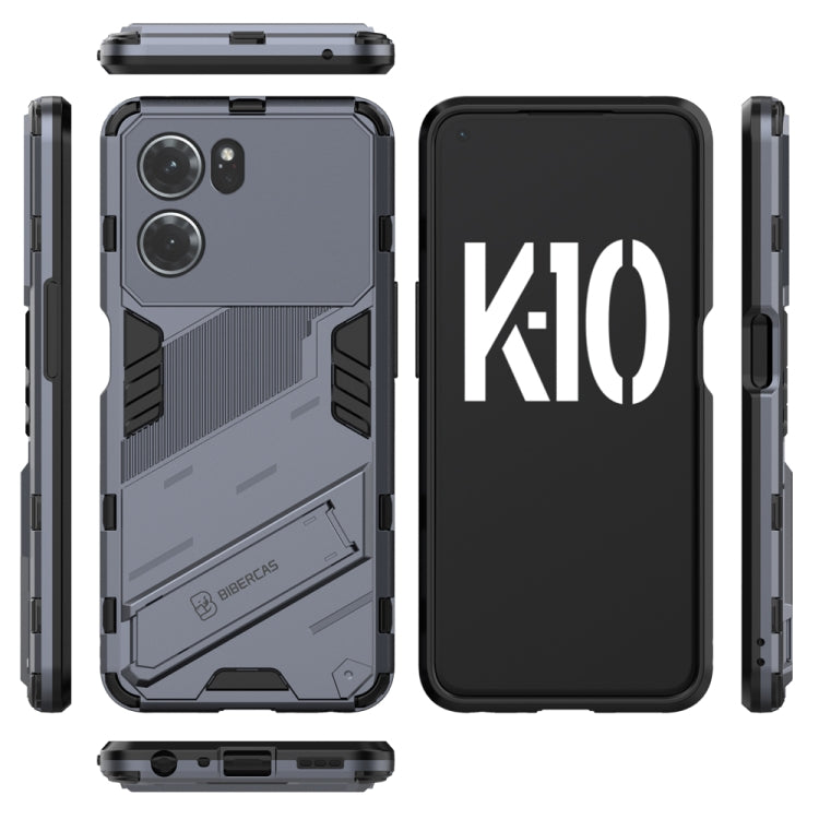 For OPPO K10 5G China Punk Armor 2 in 1 PC + TPU Shockproof Phone Case with Invisible Holder(Grey) - OPPO Cases by buy2fix | Online Shopping UK | buy2fix