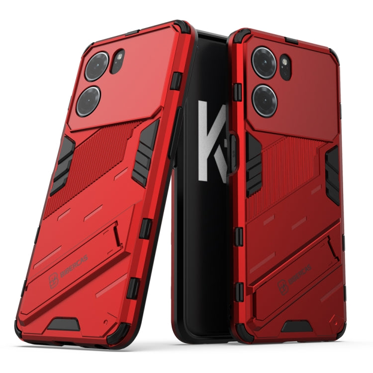 For OPPO K10 5G China Punk Armor 2 in 1 PC + TPU Shockproof Phone Case with Invisible Holder(Red) - OPPO Cases by buy2fix | Online Shopping UK | buy2fix