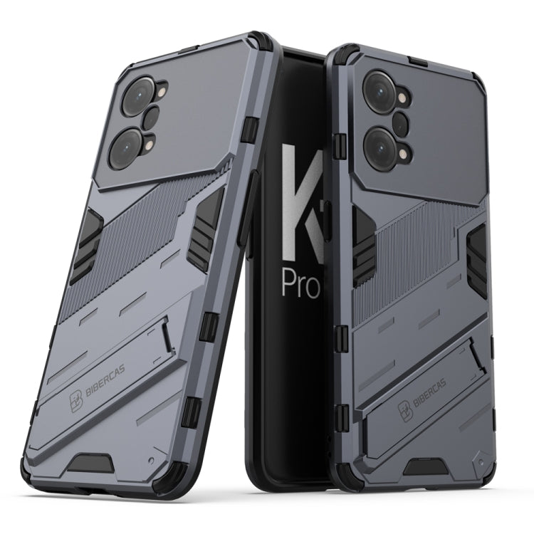 For OPPO K10 Pro 5G China Punk Armor 2 in 1 PC + TPU Shockproof Phone Case with Invisible Holder(Grey) - OPPO Cases by buy2fix | Online Shopping UK | buy2fix