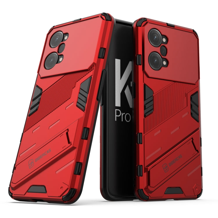 For OPPO K10 Pro 5G China Punk Armor 2 in 1 PC + TPU Shockproof Phone Case with Invisible Holder(Red) - OPPO Cases by buy2fix | Online Shopping UK | buy2fix