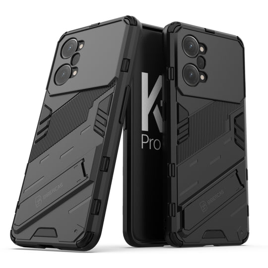For OPPO K10 Pro 5G China Punk Armor 2 in 1 PC + TPU Shockproof Phone Case with Invisible Holder(Black)