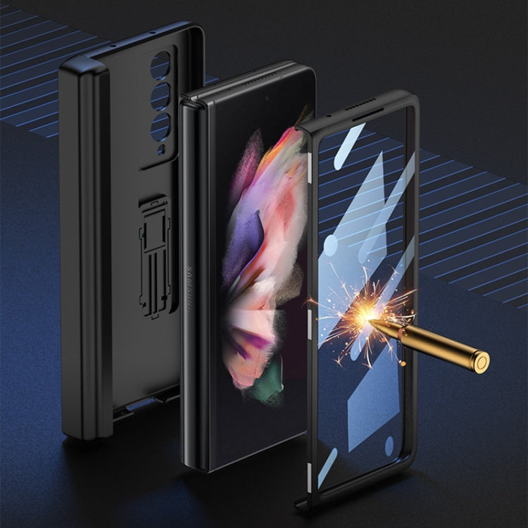 For Samsung Galaxy Z Fold3 5G GKK Magnetic Hinge Plain Leather Phone Flip Case with Pen Box(Cross Texture) - Galaxy Phone Cases by GKK | Online Shopping UK | buy2fix