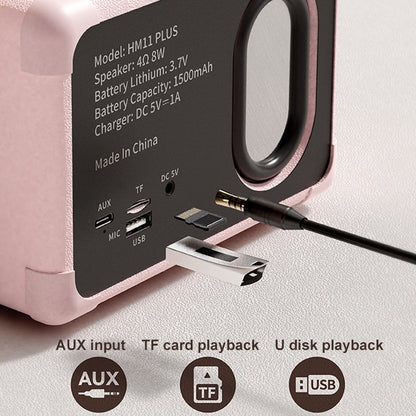 HM11 PLUS Portable HIFI Mini Retro Wireless Bluetooth Speaker(Pink) by buy2fix