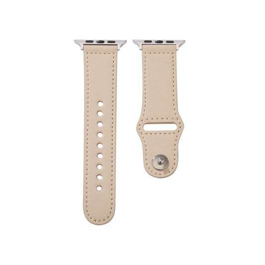 Nail Silver Buckle Leather Watch Band For Apple Watch Ultra 49mm&Watch Ultra 2 49mm / Series 9&8&7 45mm / SE 3&SE 2&6&SE&5&4 44mm / 3&2&1 42mm(Apricot) by buy2fix