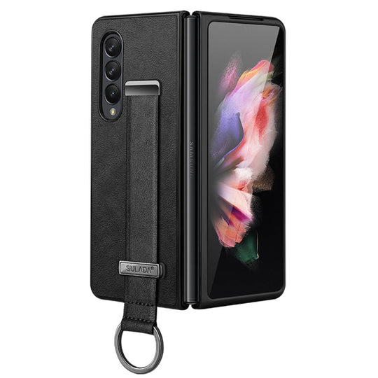 For Samsung Galaxy Z Fold3 5G SULADA Cool Series PC + Leather Texture Skin Feel Shockproof Phone Case(Black)