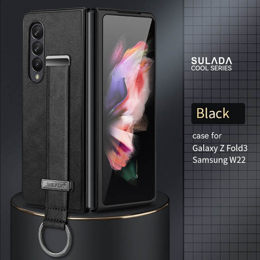 For Samsung Galaxy Z Fold3 5G SULADA Cool Series PC + Leather Texture Skin Feel Shockproof Phone Case(Black) by SULADA