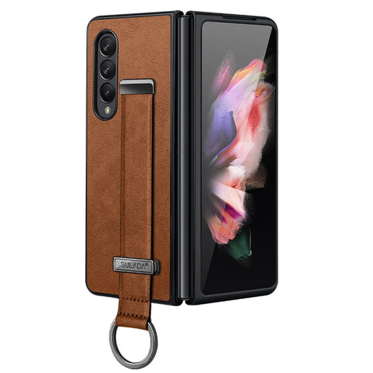 For Samsung Galaxy Z Fold3 5G SULADA Cool Series PC + Leather Texture Skin Feel Shockproof Phone Case(Brown)
