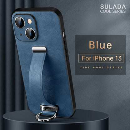 For iPhone 13 SULADA Cool Series PC + Leather Texture Skin Feel Shockproof Phone Case (Blue) - iPhone 13 Cases by SULADA | Online Shopping UK | buy2fix