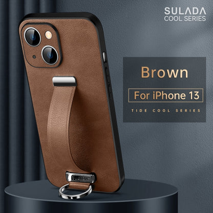 For iPhone 13 SULADA Cool Series PC + Leather Texture Skin Feel Shockproof Phone Case (Brown) - iPhone 13 Cases by SULADA | Online Shopping UK | buy2fix