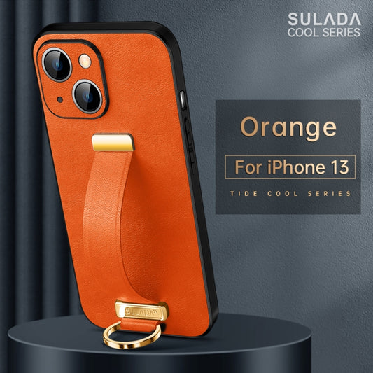 For iPhone 13 SULADA Cool Series PC + Leather Texture Skin Feel Shockproof Phone Case (Orange) by SULADA