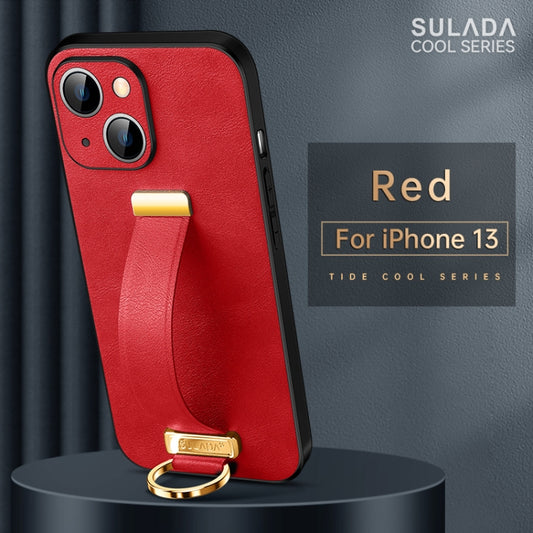 For iPhone 13 SULADA Cool Series PC + Leather Texture Skin Feel Shockproof Phone Case (Red) by SULADA
