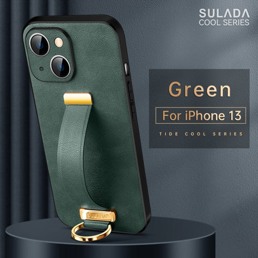 For iPhone 13 SULADA Cool Series PC + Leather Texture Skin Feel Shockproof Phone Case (Green) by SULADA