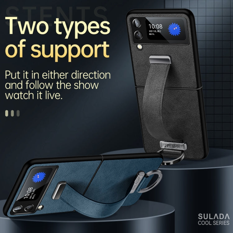 For Samsung Galaxy Z Flip3 SULADA Cool Series PC + Leather Texture Skin Feel Shockproof Phone Case(Black) - Galaxy Phone Cases by SULADA | Online Shopping UK | buy2fix