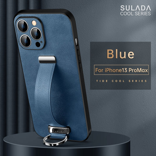 For iPhone 13 Pro Max SULADA Cool Series PC + Leather Texture Skin Feel Shockproof Phone Case(Blue) by SULADA