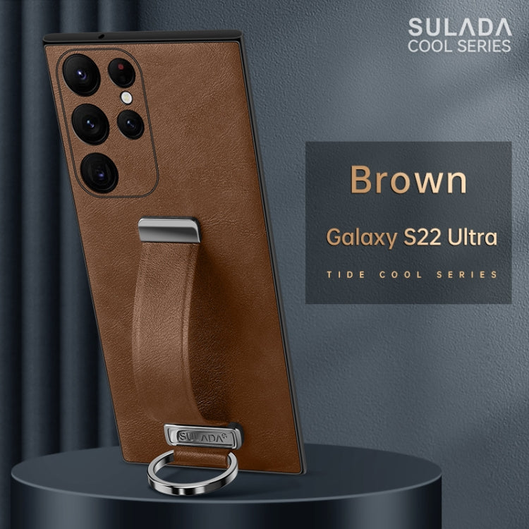 For Samsung Galaxy S22 Ultra 5G SULADA Cool Series PC + Leather Texture Skin Feel Shockproof Phone Case(Brown) - Galaxy S22 Ultra 5G Cases by SULADA | Online Shopping UK | buy2fix