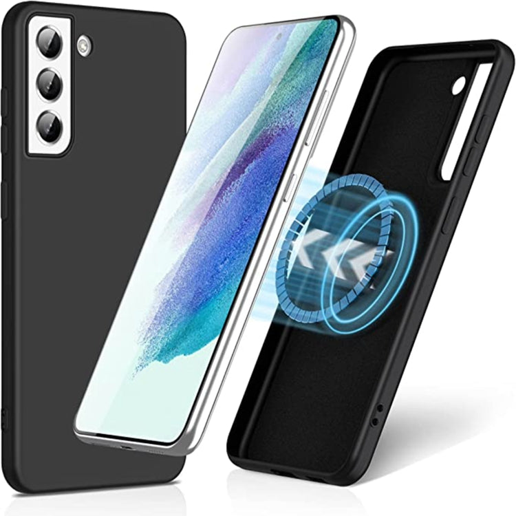 For Samsung Galaxy S21 FE 5G MagSafe Magnetic Liquid Silicone Phone Case(Black) by buy2fix