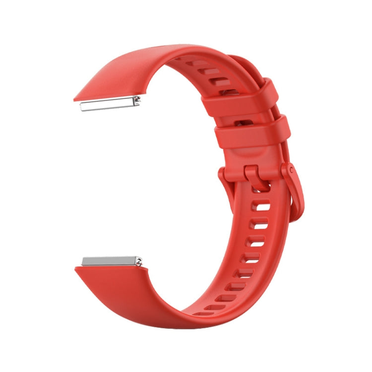 For Huawei Band 7 / Honor Band 7 Pure Color Silicone Watch Band(Cinnabar Red) by buy2fix