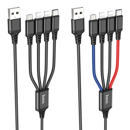 hoco X76 4 in 1 2A Dual 8 Pin + USB-C / Type-C + Micro USB Super Charging Cable,Length: 1m(Multicolor) - Multifunction Cable by hoco | Online Shopping UK | buy2fix