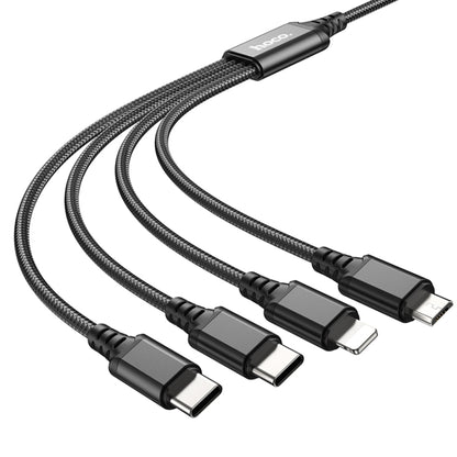 hoco X76 4 in 1 2A Dual USB-C/Type-C +8 Pin + Micro USB Super Charging Cable,Length: 1m(Black) - Multifunction Cable by hoco | Online Shopping UK | buy2fix