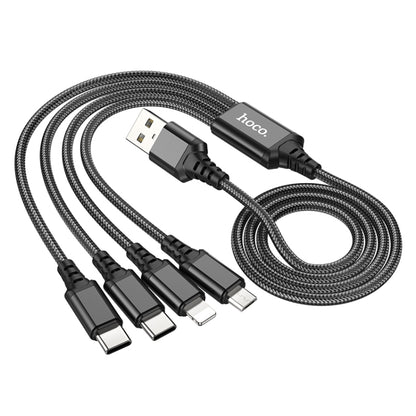 hoco X76 4 in 1 2A Dual USB-C/Type-C +8 Pin + Micro USB Super Charging Cable,Length: 1m(Black) - Multifunction Cable by hoco | Online Shopping UK | buy2fix