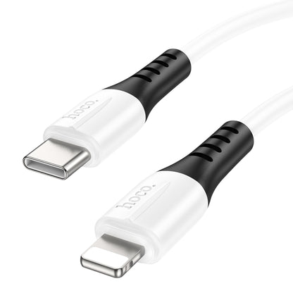 hoco 20W X82 3A PD USB-C / Type-C to 8 Pin Silicone Charging Data Cable,Length: 1m(White) - 2 in 1 Cable by hoco | Online Shopping UK | buy2fix