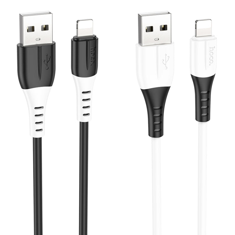 hoco X82 2.4A USB to 8 Pin Silicone Charging Data Cable,Length: 1m(Black) - Normal Style Cable by hoco | Online Shopping UK | buy2fix