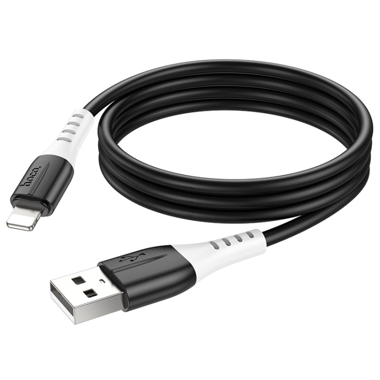 hoco X82 2.4A USB to 8 Pin Silicone Charging Data Cable,Length: 1m(Black) - Normal Style Cable by hoco | Online Shopping UK | buy2fix