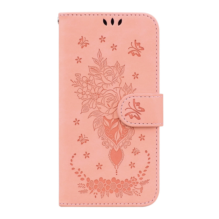 For Tecno Pova 2 Butterfly Rose Embossed Leather Phone Case(Pink) by buy2fix