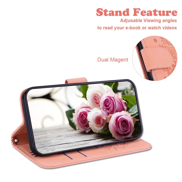For Huawei P Smart 2021 / Y7a Butterfly Rose Embossed Leather Phone Case(Pink) by buy2fix