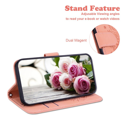 For Huawei P Smart 2021 / Y7a Butterfly Rose Embossed Leather Phone Case(Pink) by buy2fix