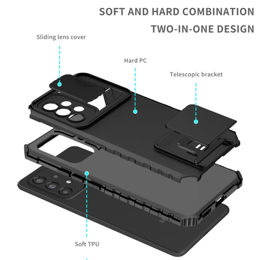 For Samsung Galaxy A53 5G Stereoscopic Holder Sliding Camshield Phone Case(Black) by buy2fix