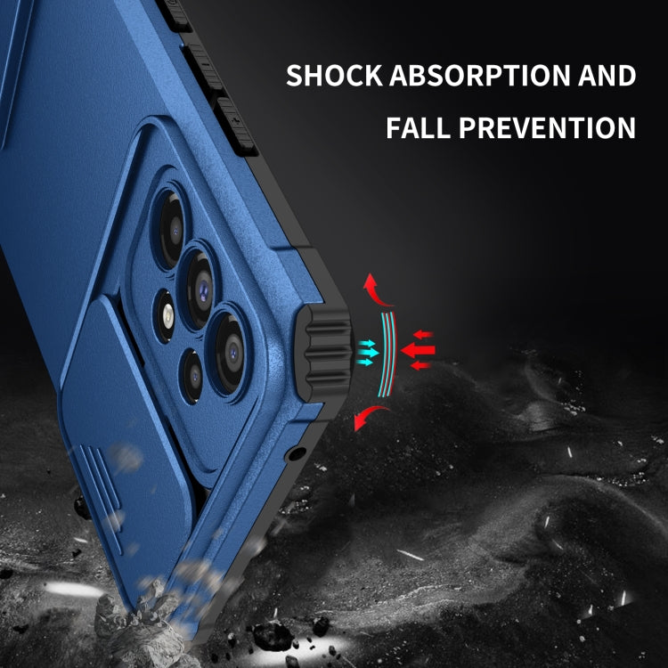 For Samsung Galaxy A53 5G Stereoscopic Holder Sliding Camshield Phone Case(Blue) by buy2fix